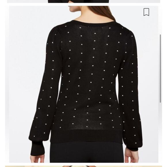 Daniel Rainn Black Keily Polka Dot Long Sleeves V-Neckline Sweater Size XL - Picture 2 of 6